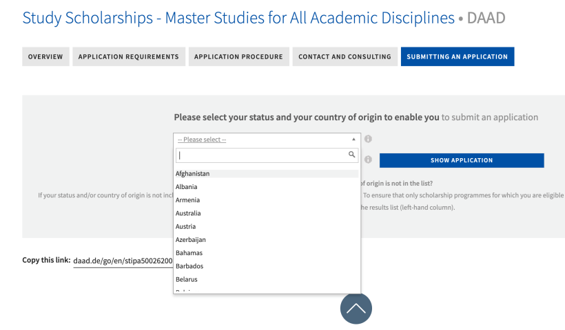 DAAD study scholarships for master's degree