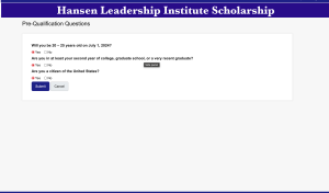 Hansen Leadership Institute Scholarship